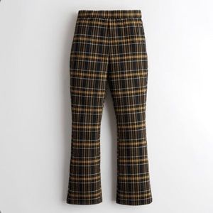 High Rise Crop Flare Plaid Pants